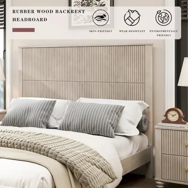 Cadre de lit robuste en bois massif avec tête de lit haute pour chambres élégantes