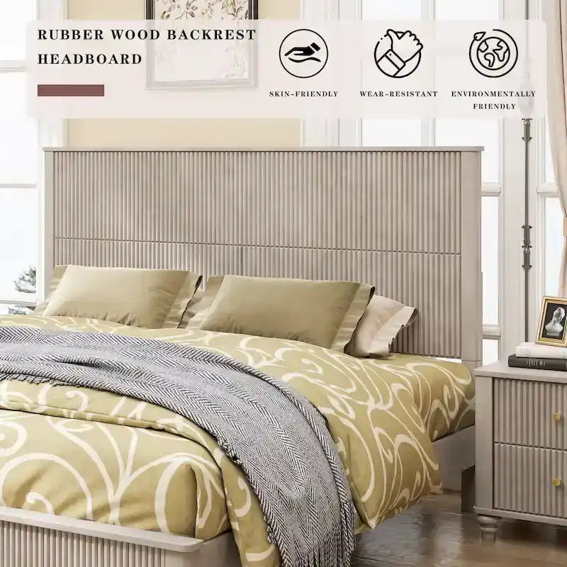 Cadre de lit robuste en bois massif avec tête de lit haute pour chambres élégantes
