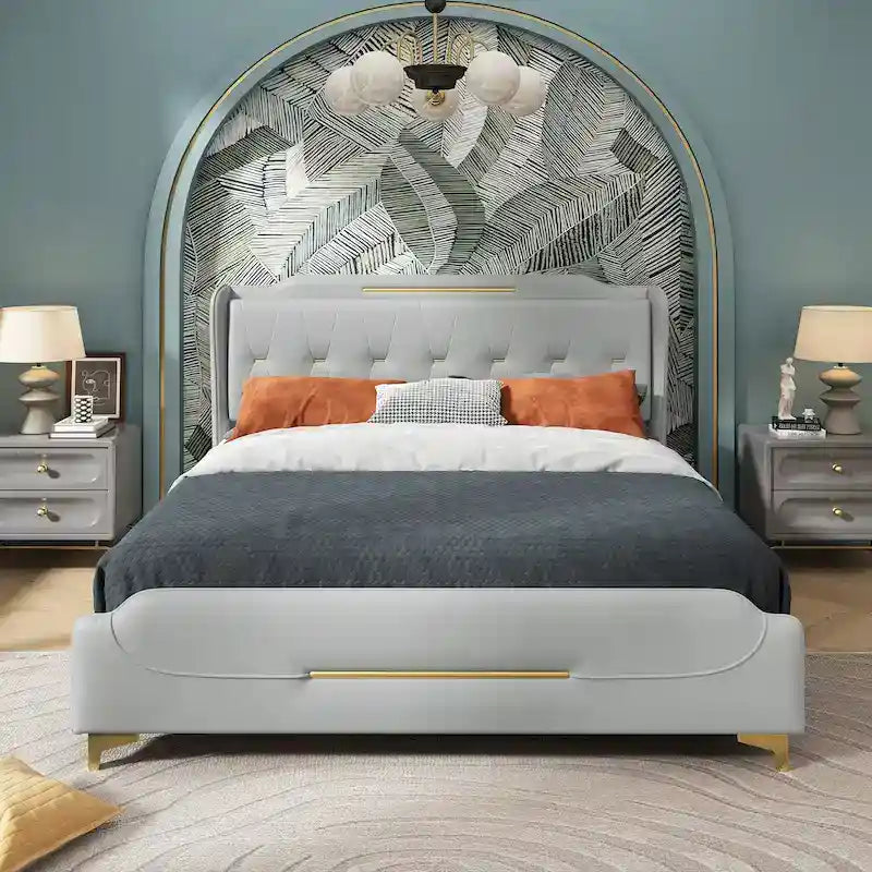 Lit moderne en similicuir par