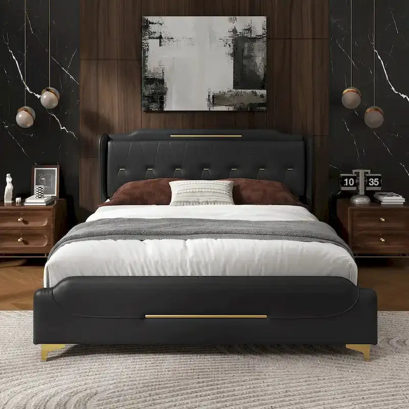 Lit moderne en similicuir par
