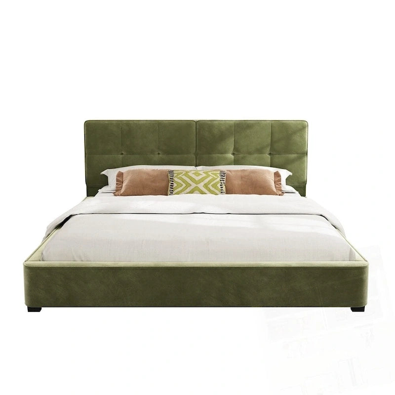 Cadres de lit King Size en velours, plateforme de lit rembourrée