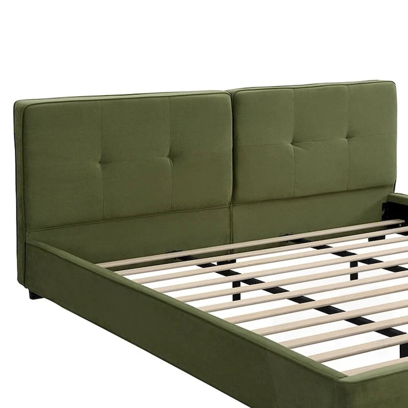 Cadres de lit King Size en velours, plateforme de lit rembourrée