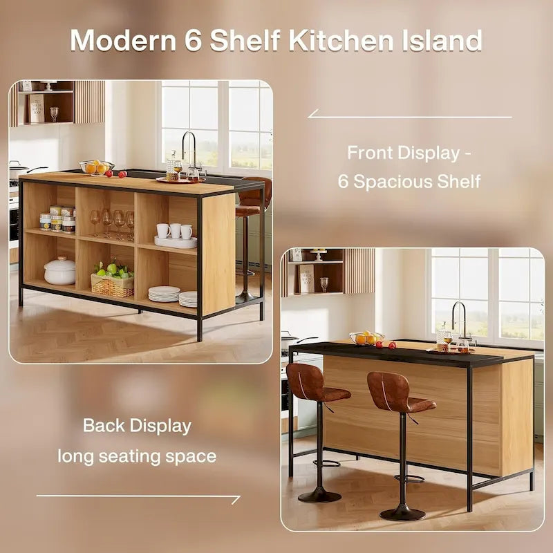 Îlot de cuisine avec rangement à 6 cubes pour cuisine et salle à manger