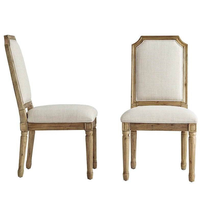 Chaises de salle à manger arquées en lin et bois (lot de 2) par