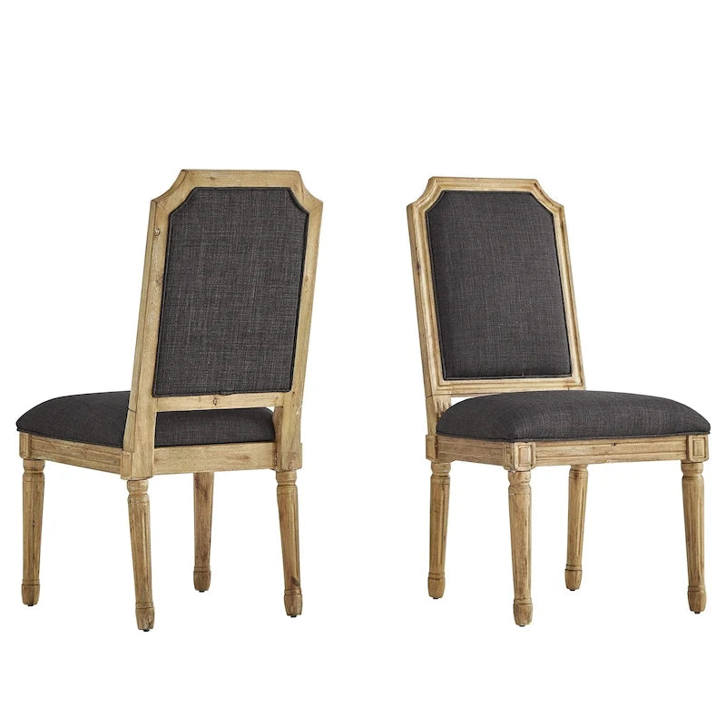 Chaises de salle à manger arquées en lin et bois (lot de 2) par