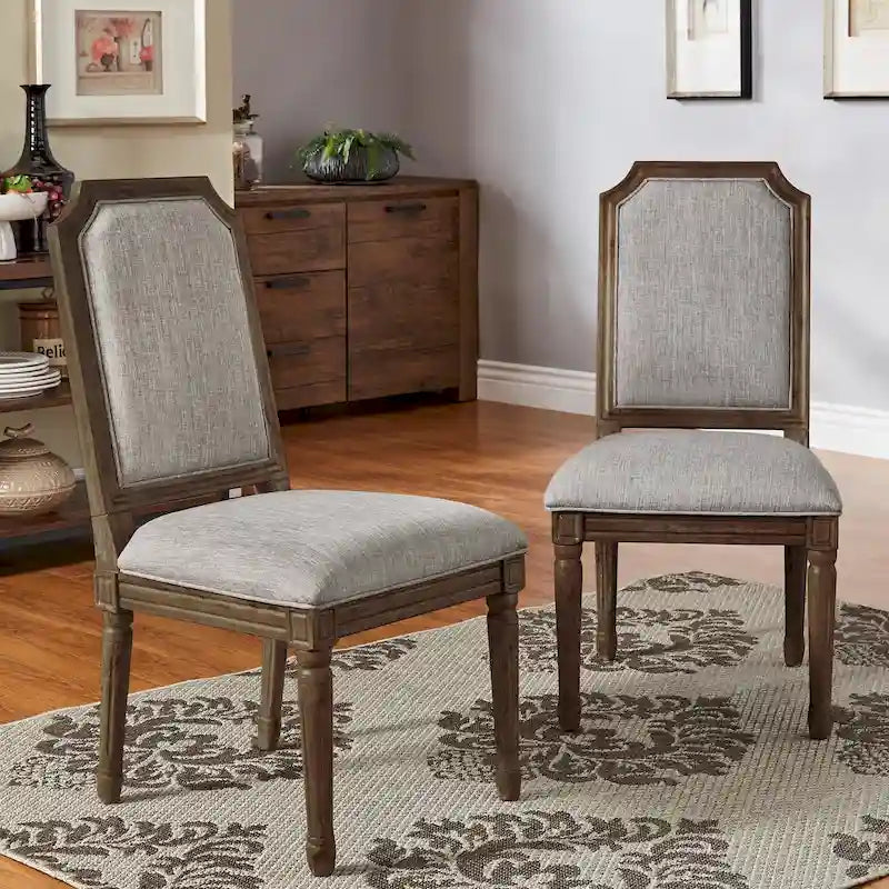 Chaises de salle à manger arquées en lin et bois (lot de 2) par