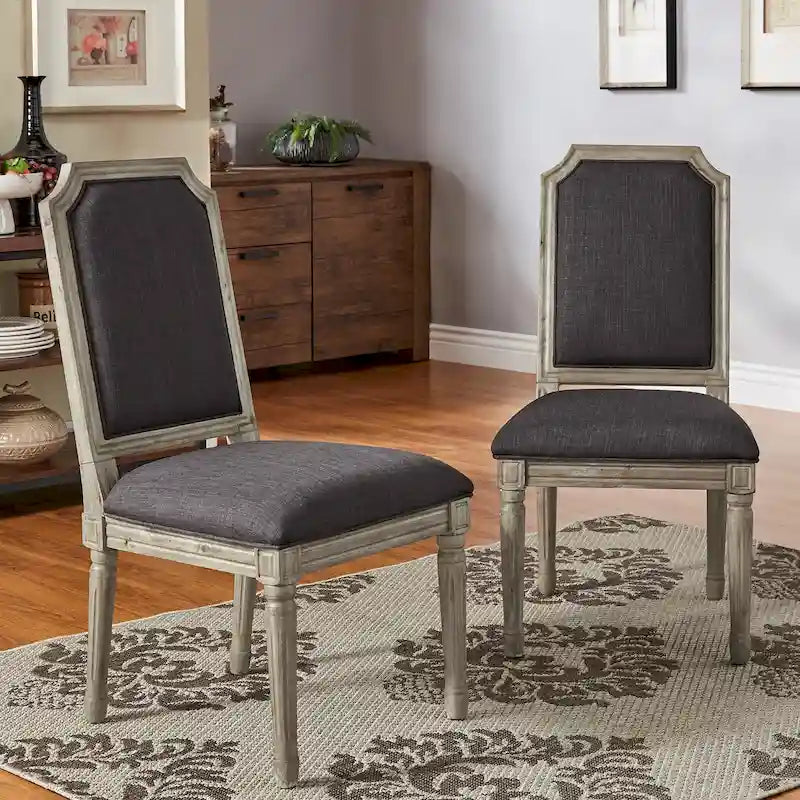 Chaises de salle à manger arquées en lin et bois (lot de 2) par
