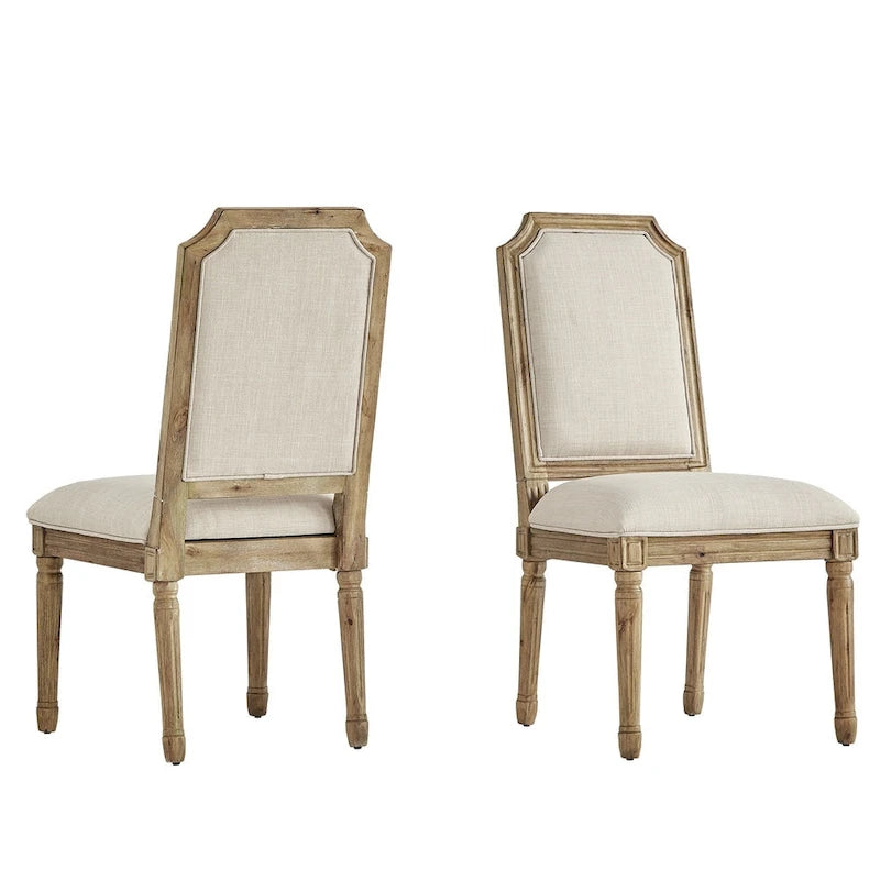 Chaises de salle à manger arquées en lin et bois (lot de 2) par