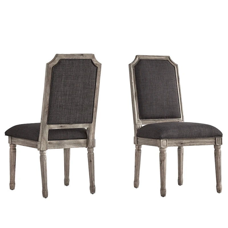 Chaises de salle à manger arquées en lin et bois (lot de 2) par