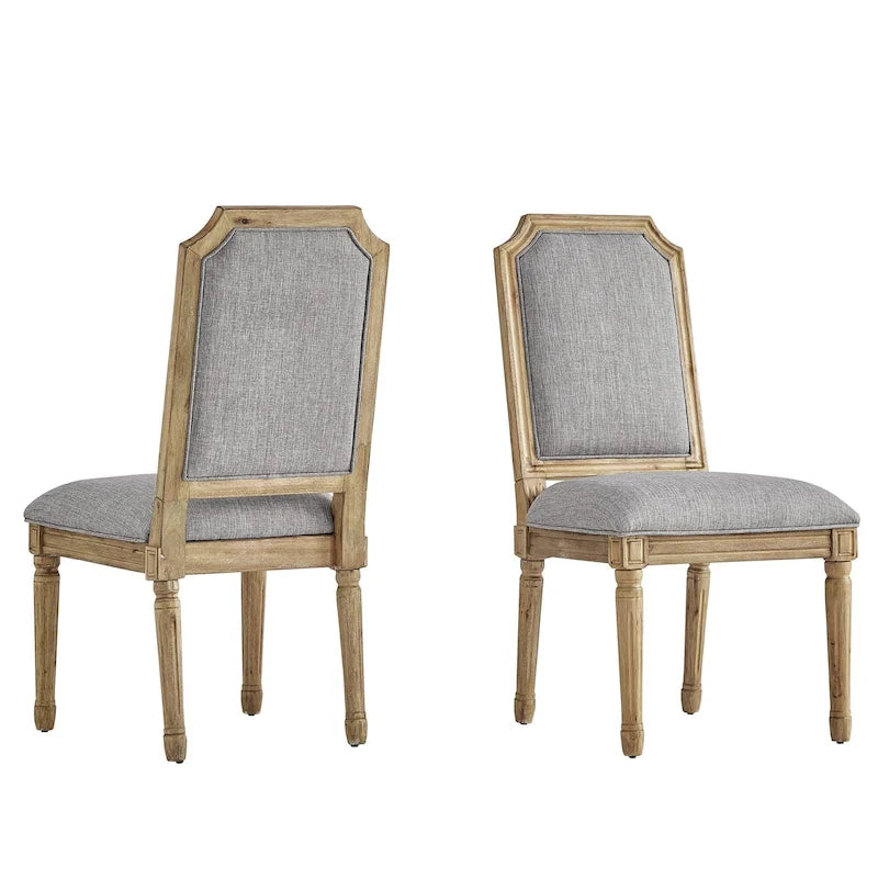 Chaises de salle à manger arquées en lin et bois (lot de 2) par