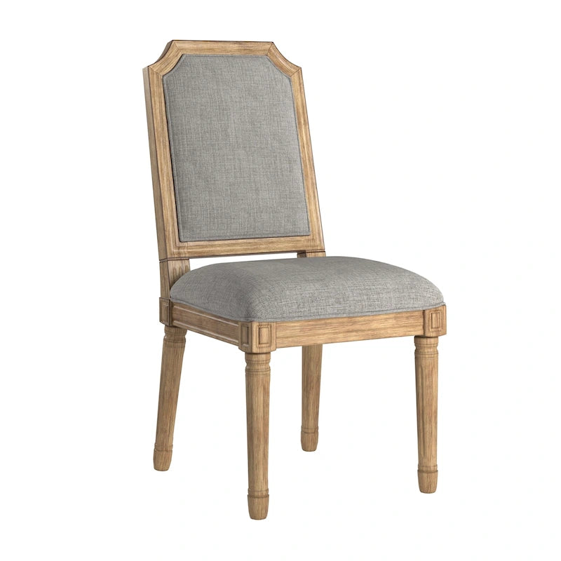 Chaises de salle à manger arquées en lin et bois (lot de 2) par