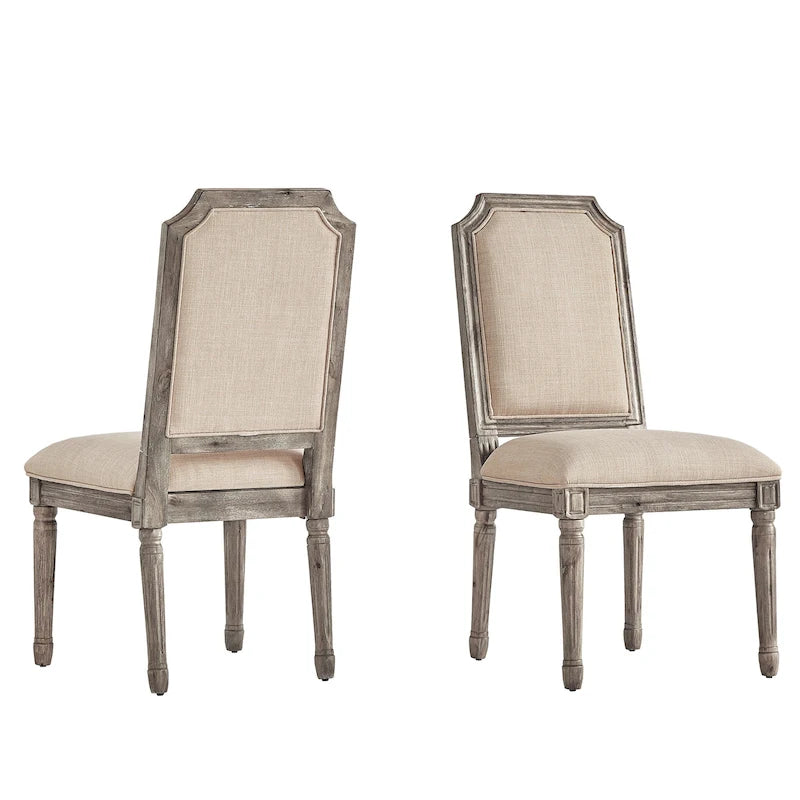 Chaises de salle à manger arquées en lin et bois (lot de 2) par