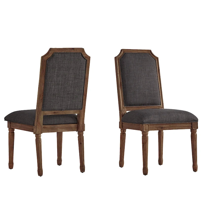 Chaises de salle à manger arquées en lin et bois (lot de 2) par