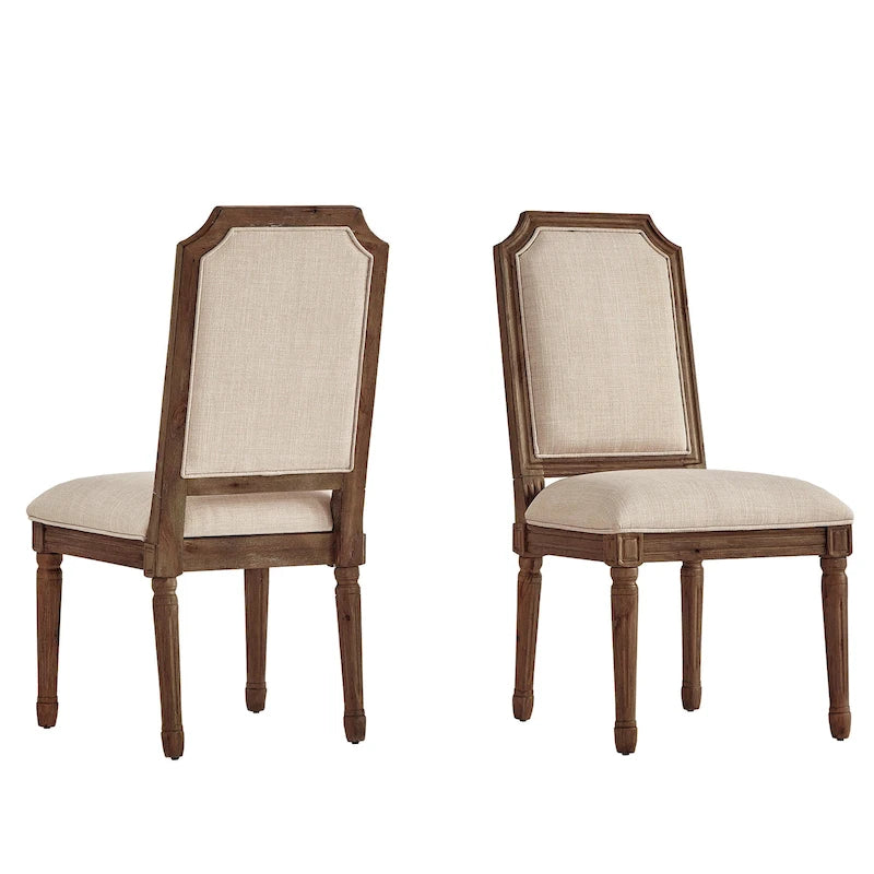 Chaises de salle à manger arquées en lin et bois (lot de 2) par