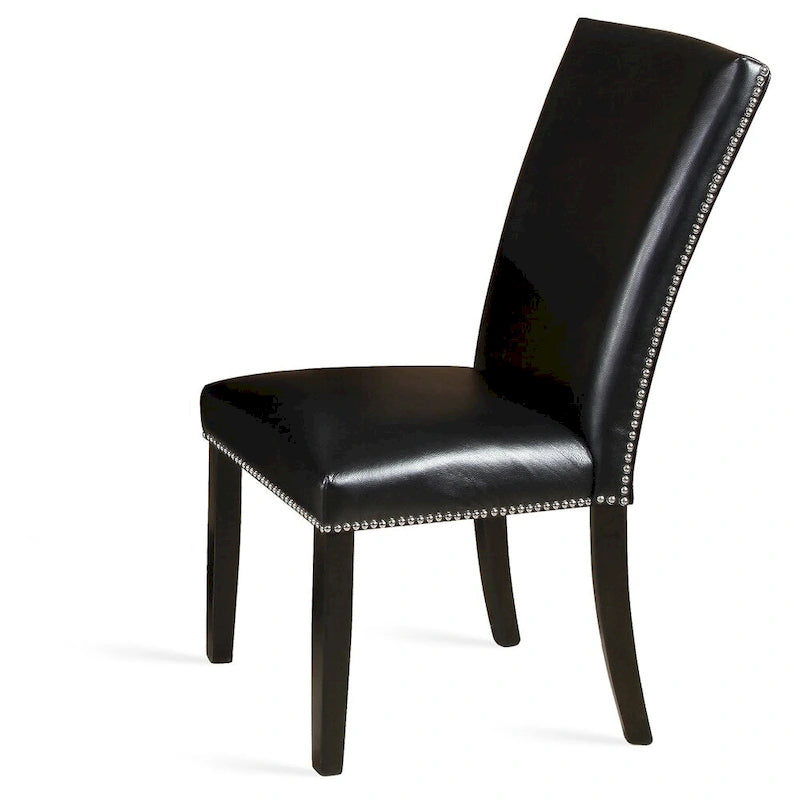 Chaise de salle à manger noire avec clous décoratifs (Lot de 2)