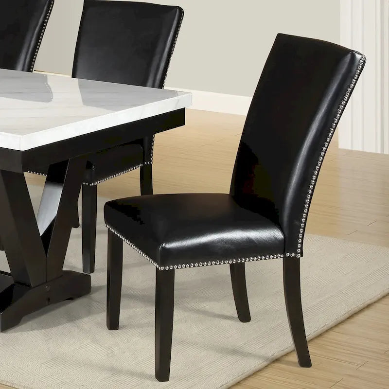 Chaise de salle à manger noire avec clous décoratifs (Lot de 2)
