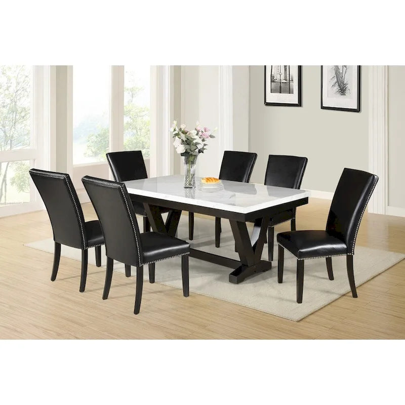 Chaise de salle à manger noire avec clous décoratifs (Lot de 2)