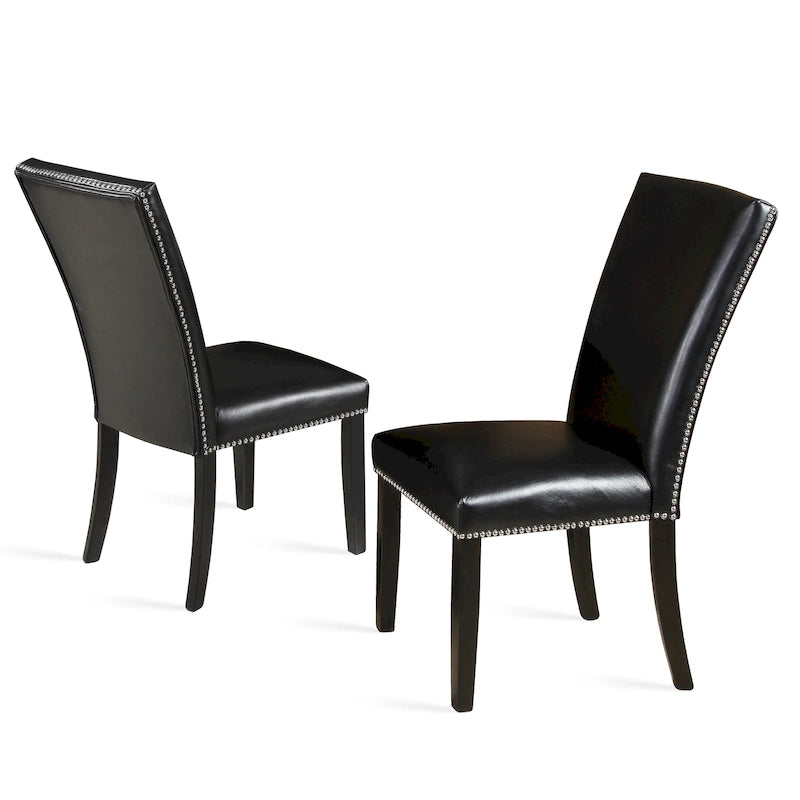 Chaise de salle à manger noire avec clous décoratifs (Lot de 2)