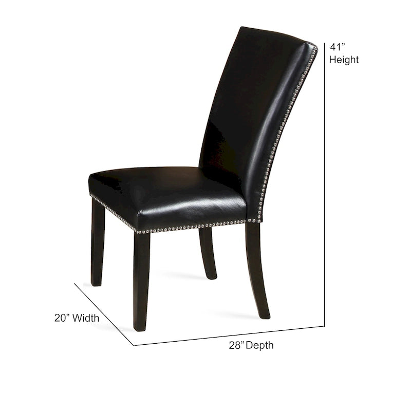 Chaise de salle à manger noire avec clous décoratifs (Lot de 2)