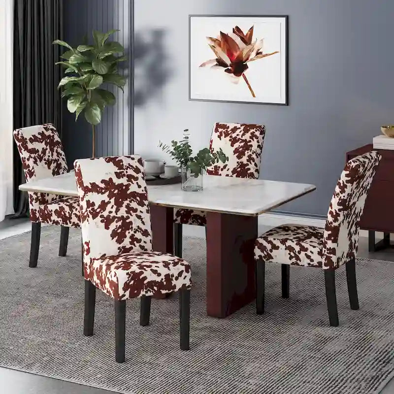 Chaises de salle à manger capitonnées à motifs (Lot de 4) par