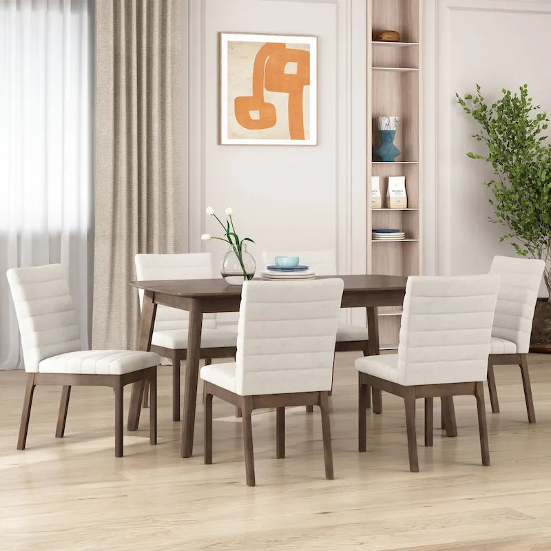 Chaises de salle à manger tapissées avec coutures verticales (lot de 6) par