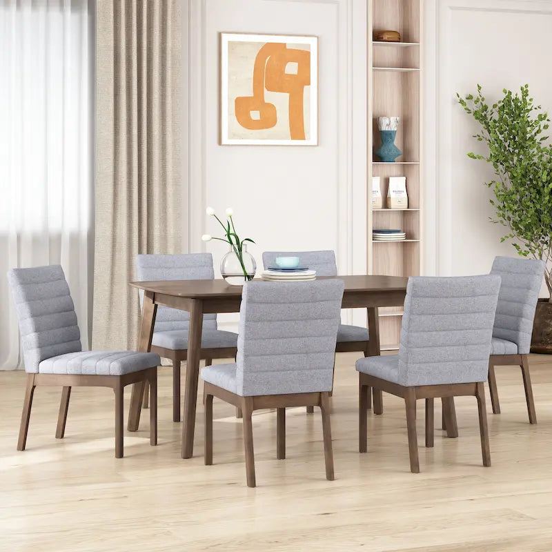 Chaises de salle à manger tapissées avec coutures verticales (lot de 6) par