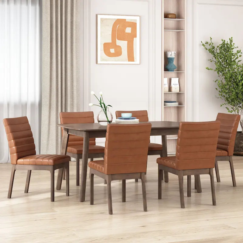 Chaises de salle à manger tapissées avec coutures verticales (lot de 6) par