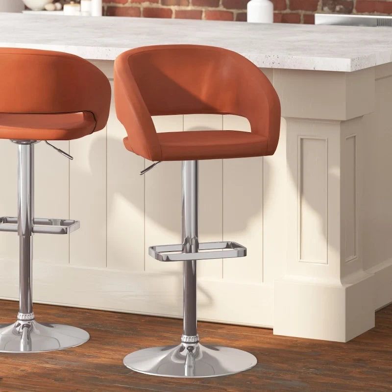 Tabouret de bar pivotant moderne réglable en hauteur avec repose-pieds