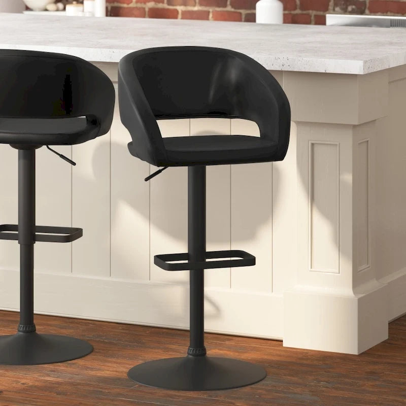 Tabouret de bar pivotant moderne réglable en hauteur avec repose-pieds