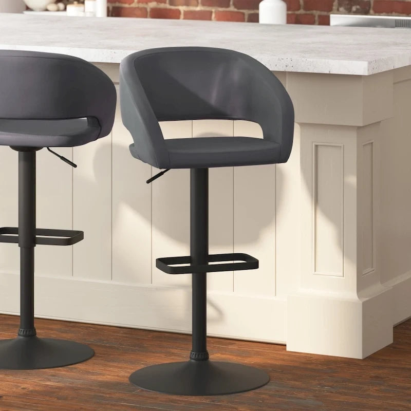 Tabouret de bar pivotant moderne réglable en hauteur avec repose-pieds
