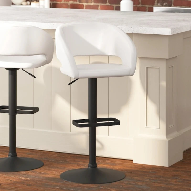 Tabouret de bar pivotant moderne réglable en hauteur avec repose-pieds