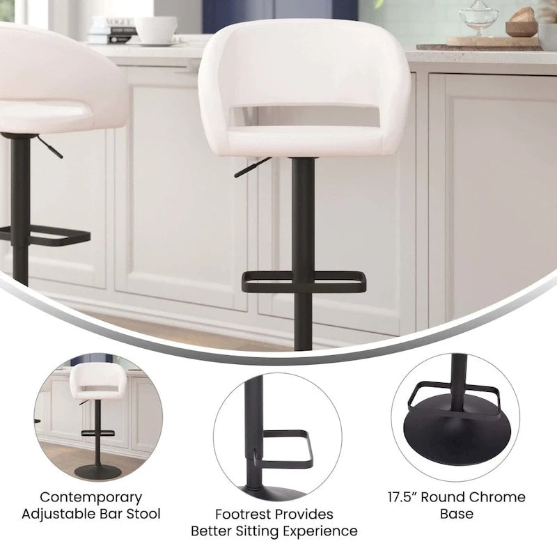 Tabouret de bar pivotant moderne réglable en hauteur avec repose-pieds