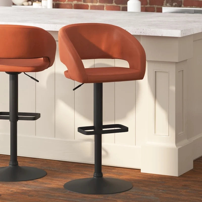 Tabouret de bar pivotant moderne réglable en hauteur avec repose-pieds