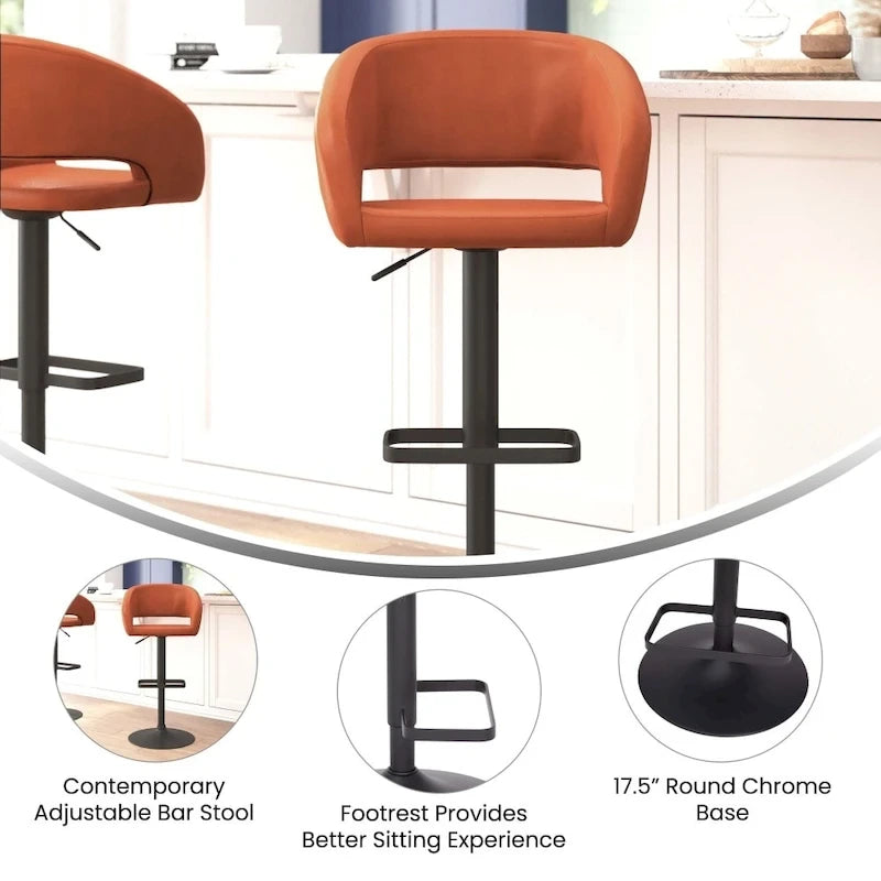 Tabouret de bar pivotant moderne réglable en hauteur avec repose-pieds