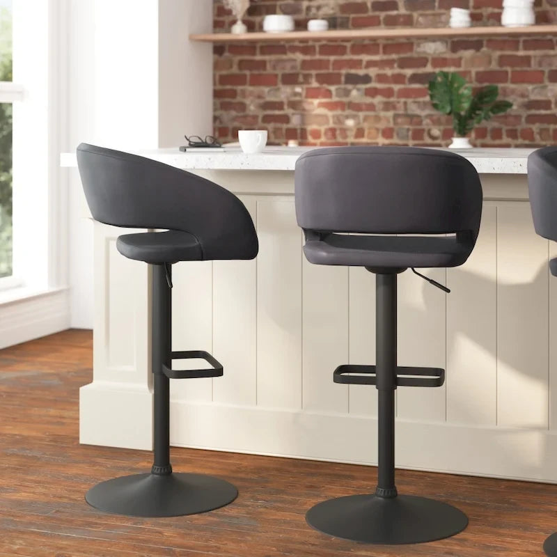 Tabouret de bar pivotant moderne réglable en hauteur avec repose-pieds