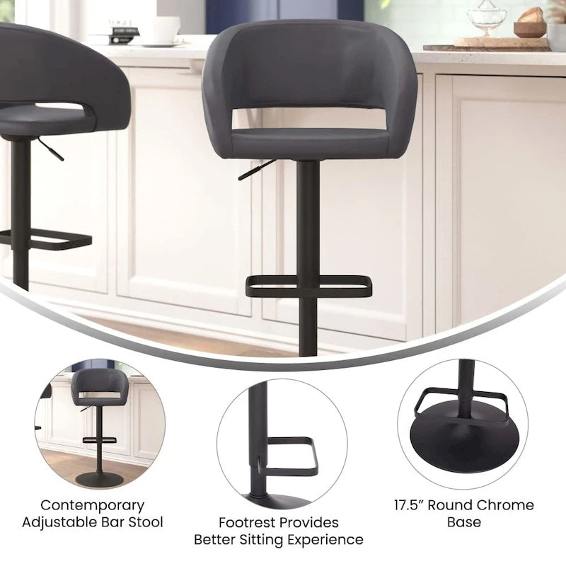 Tabouret de bar pivotant moderne réglable en hauteur avec repose-pieds