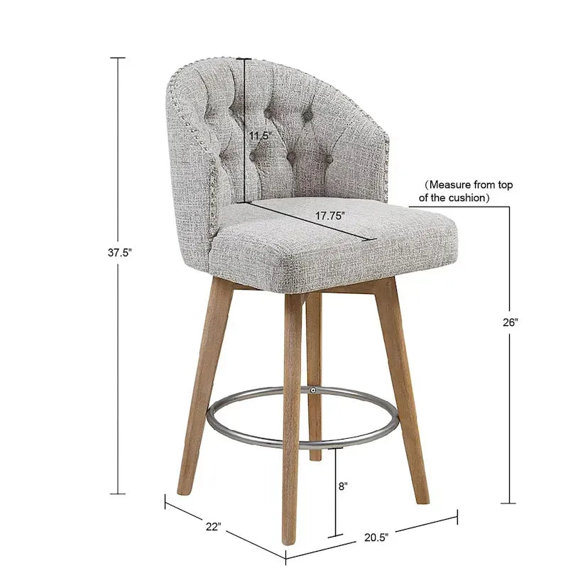Tabouret de comptoir rembourré pivotant à 360 degrés 26 H