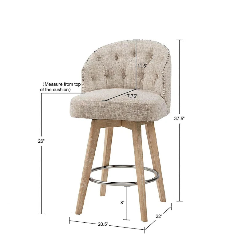 Tabouret de comptoir rembourré pivotant à 360 degrés 26 H