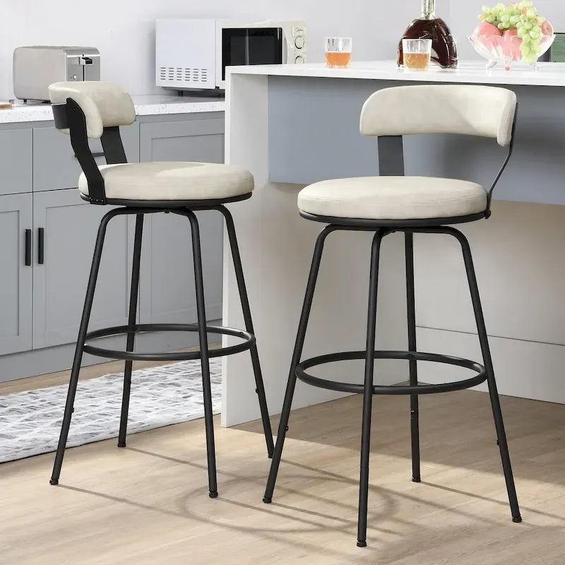 Tabourets de bar industriels pivotants en métal hauteur comptoir