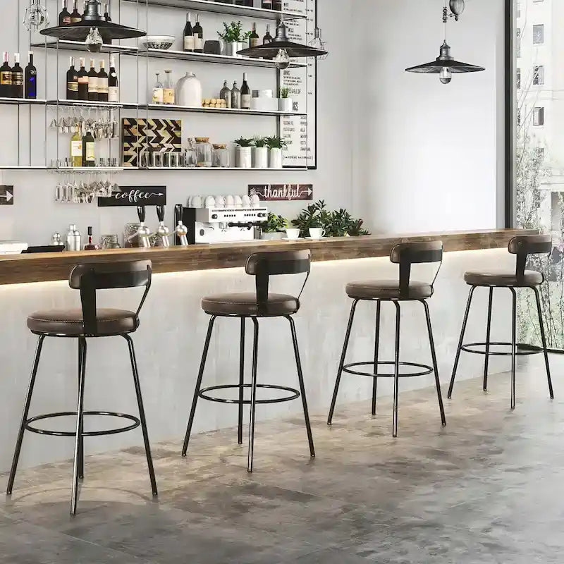 Tabourets de bar industriels pivotants en métal hauteur comptoir