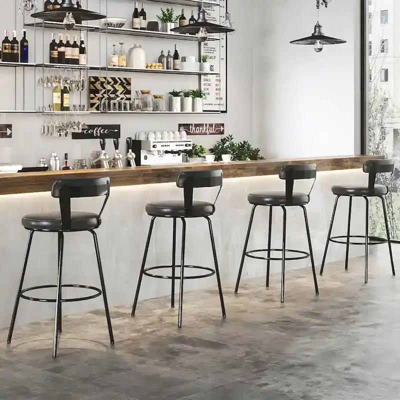 Tabourets de bar industriels pivotants en métal hauteur comptoir