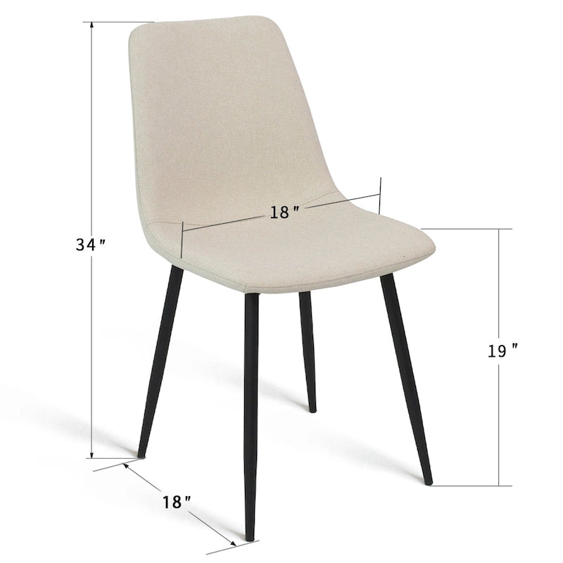 Chaises de salle à manger modernes en tissu (lot de 4) - 34x18x18