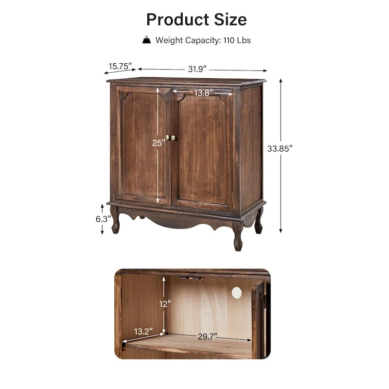 34Meuble d'appoint de style rustique à 2 portes par