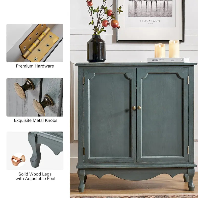 34Meuble d'appoint de style rustique à 2 portes par