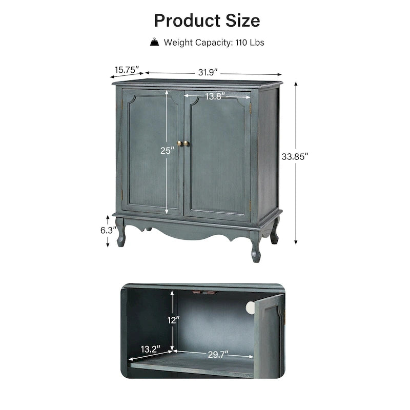34Meuble d'appoint de style rustique à 2 portes par
