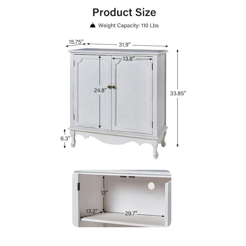34Meuble d'appoint de style rustique à 2 portes par
