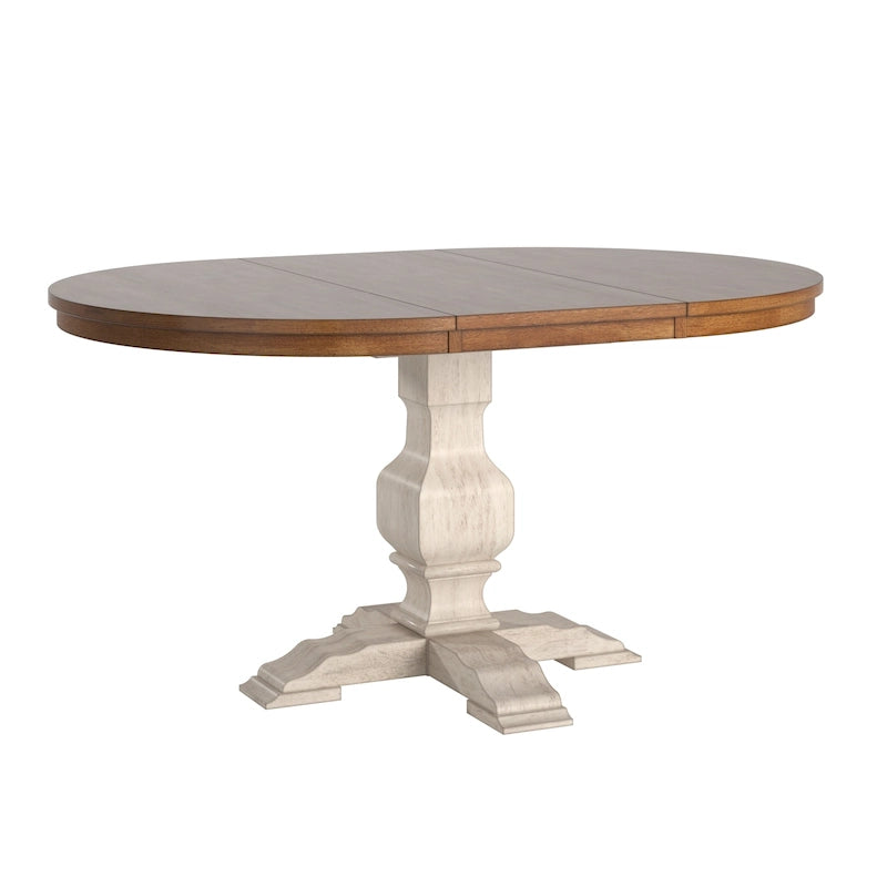Table de salle à manger ovale bicolore en bois massif par