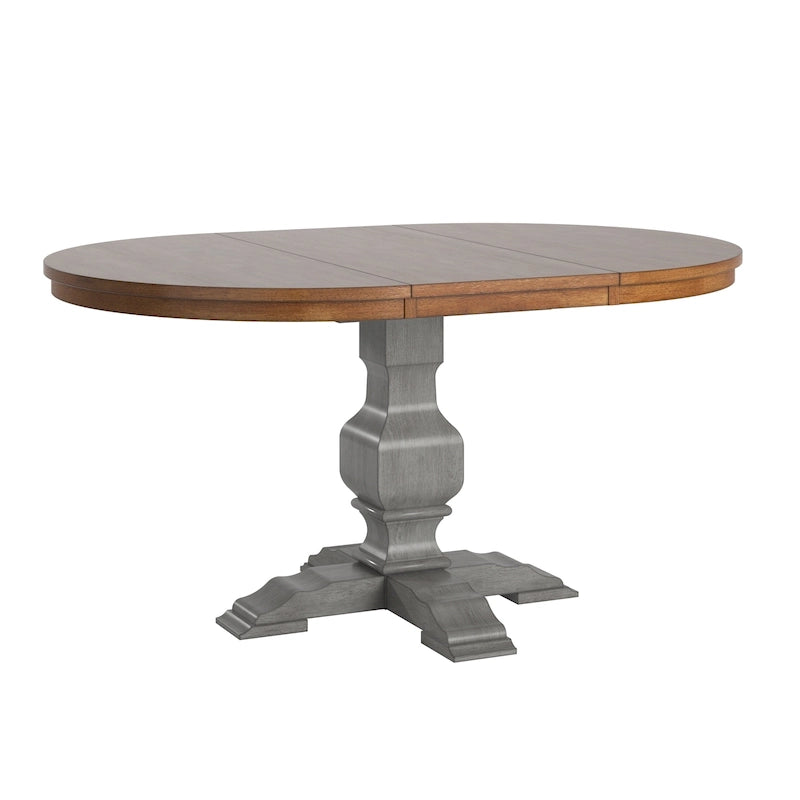 Table de salle à manger ovale bicolore en bois massif par