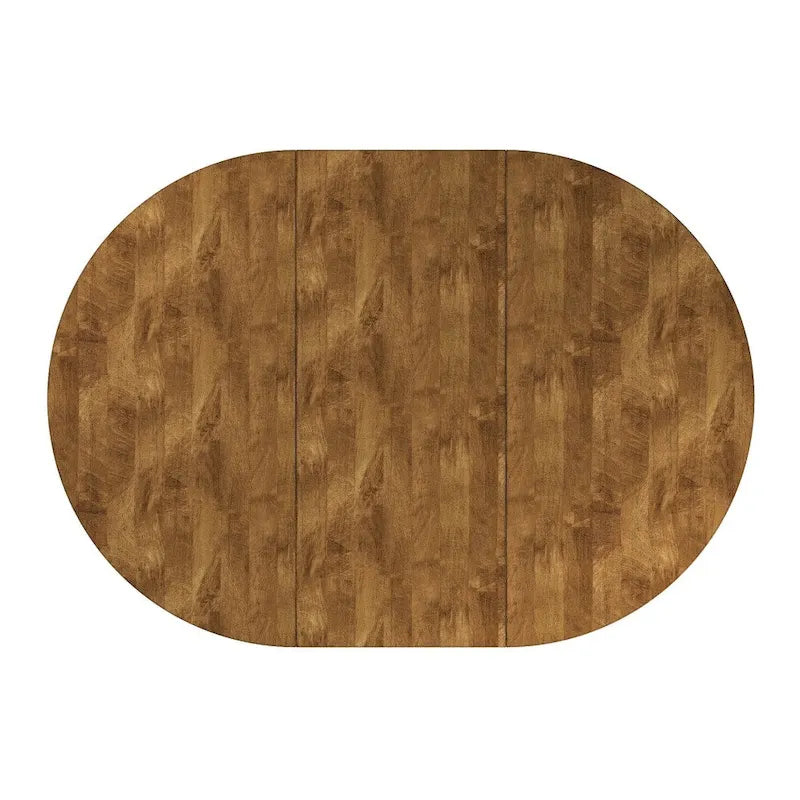 Table de salle à manger ovale bicolore en bois massif par