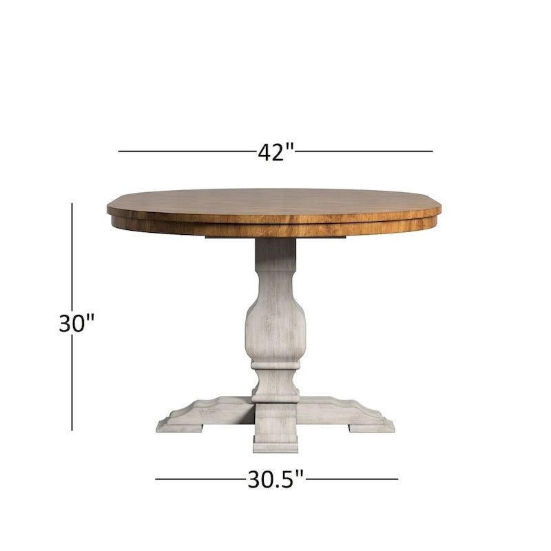 Table de salle à manger ovale bicolore en bois massif par